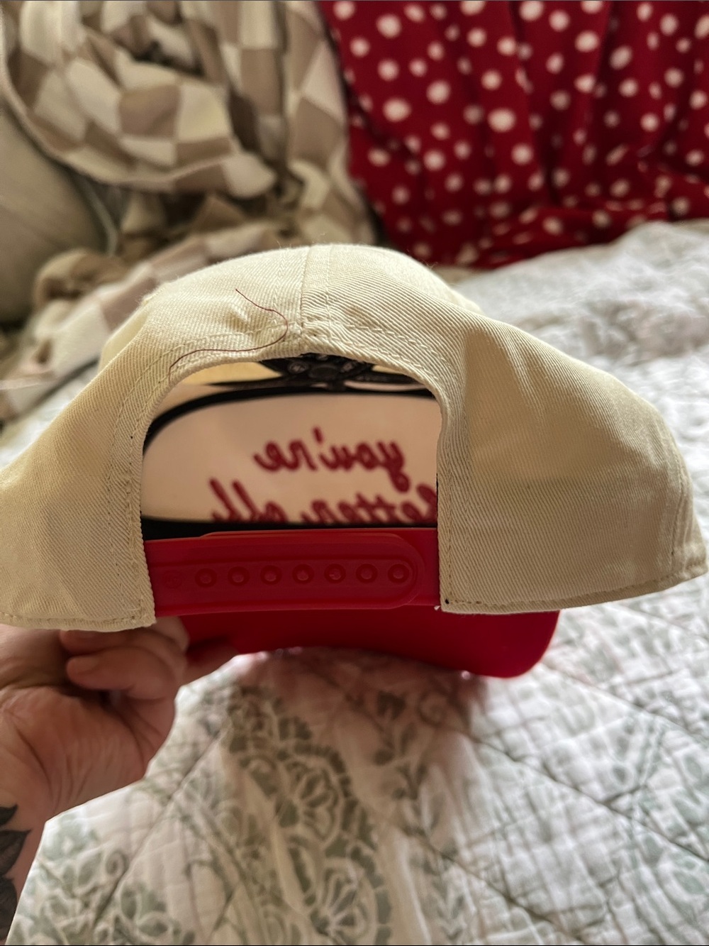 '47 Two-Tone Cream and Red Cap - Picture 3 of 4